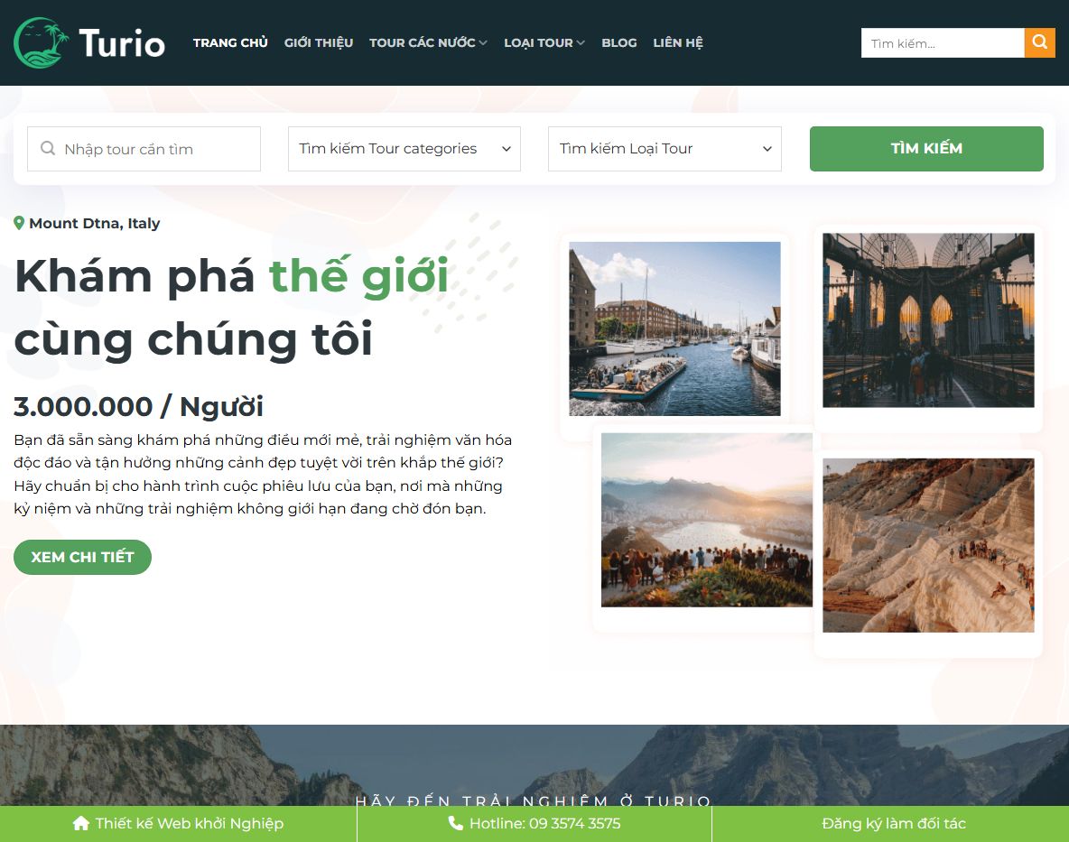 Giao diện trang chủ mẫu website du lịch 017