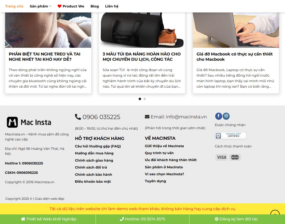 Tính năng Theme WordPress Mac Shop
