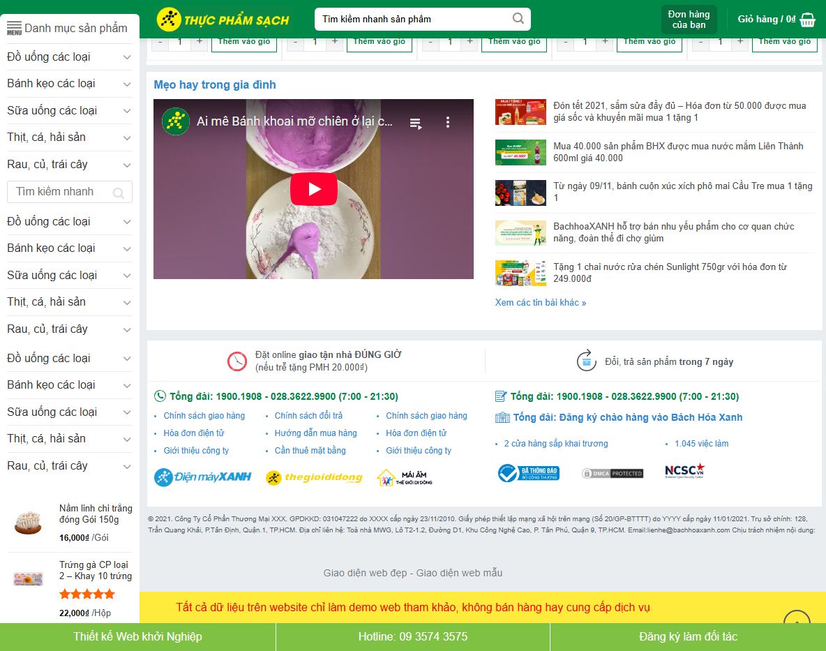 Tính năng quản lý Theme WordPress Bách Hóa Xanh