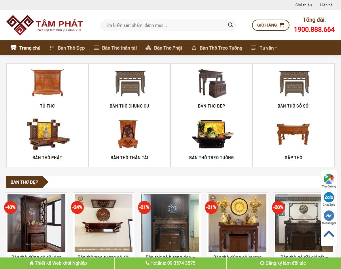 Theme wordpress bán bàn thờ hiện đại