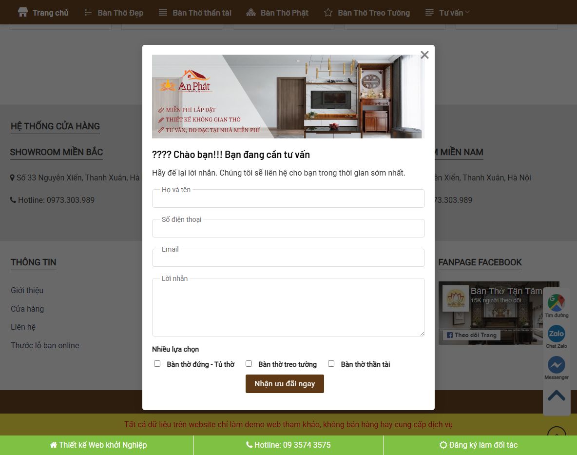 Giao diện theme bán bàn thờ chuyên nghiệp