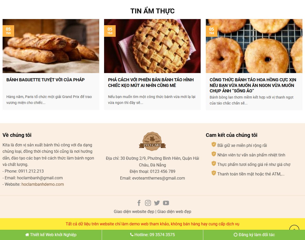 Tính năng Theme wordpress bán bánh ngọt 01