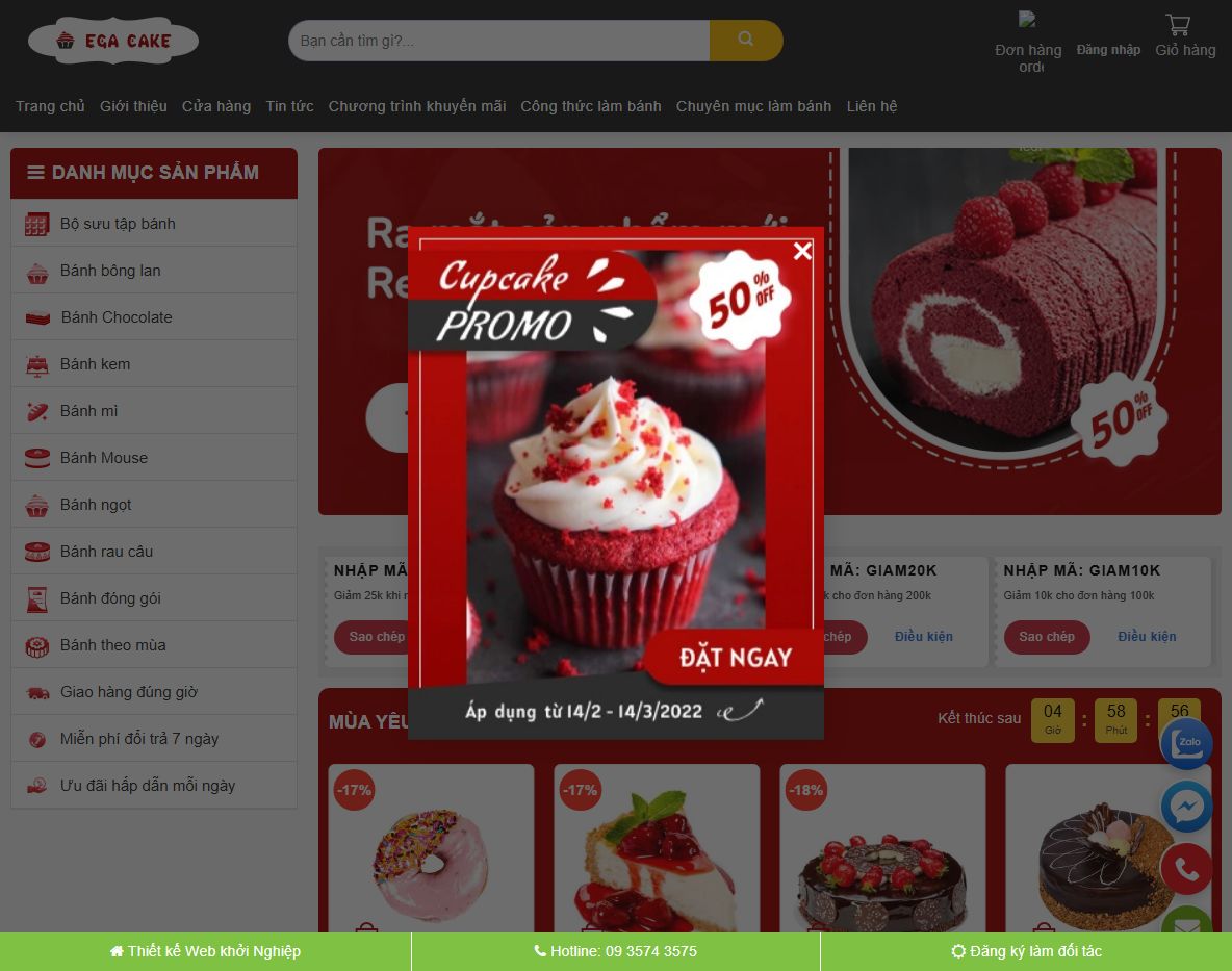 Theme wordpress bán bánh ngọt bánh kem đẹp