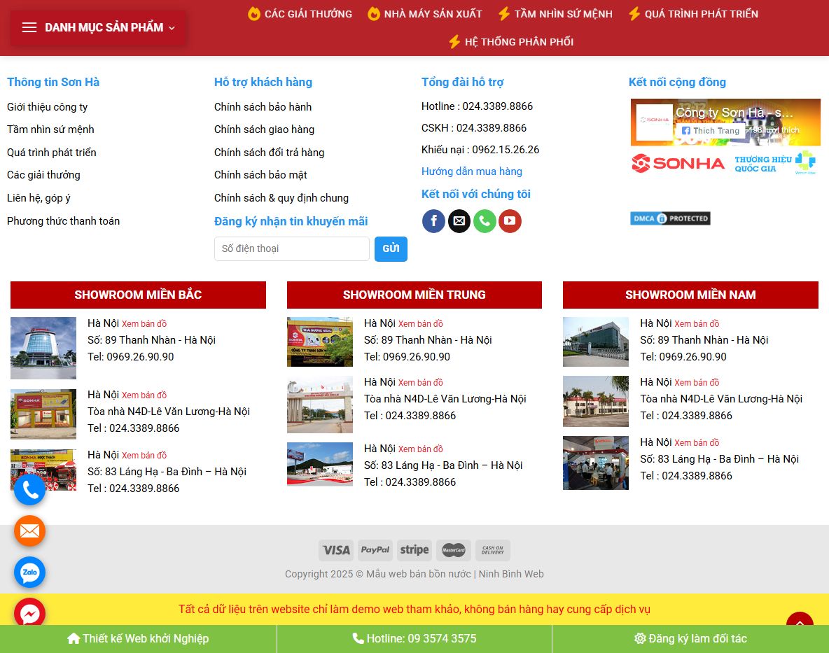Tính năng theme wordpress bán bồn nước