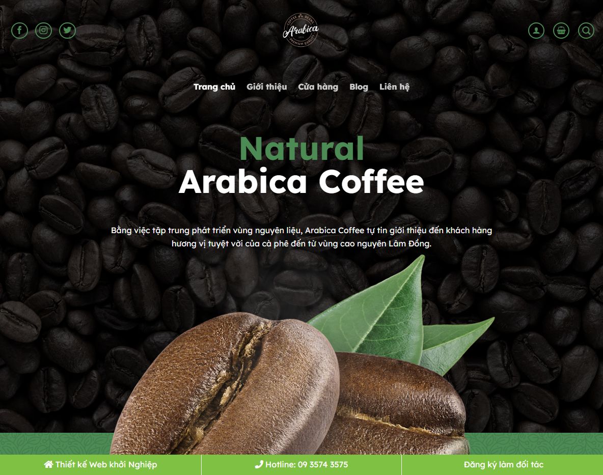 Giao diện trang chủ Theme WordPress bán cà phê 02