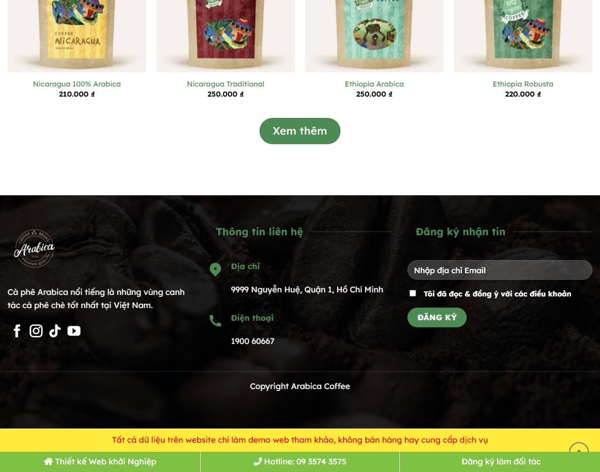Giao diện responsive Theme WordPress bán cà phê 02