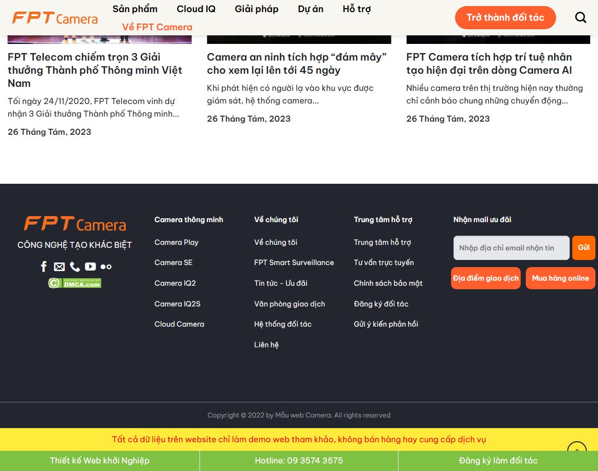 Tính năng theme wordpress bán camera