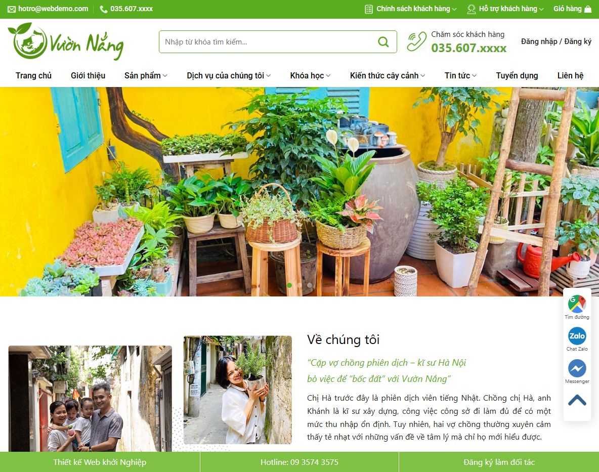 Giao diện trang chủ Theme wordpress bán cây xanh 03