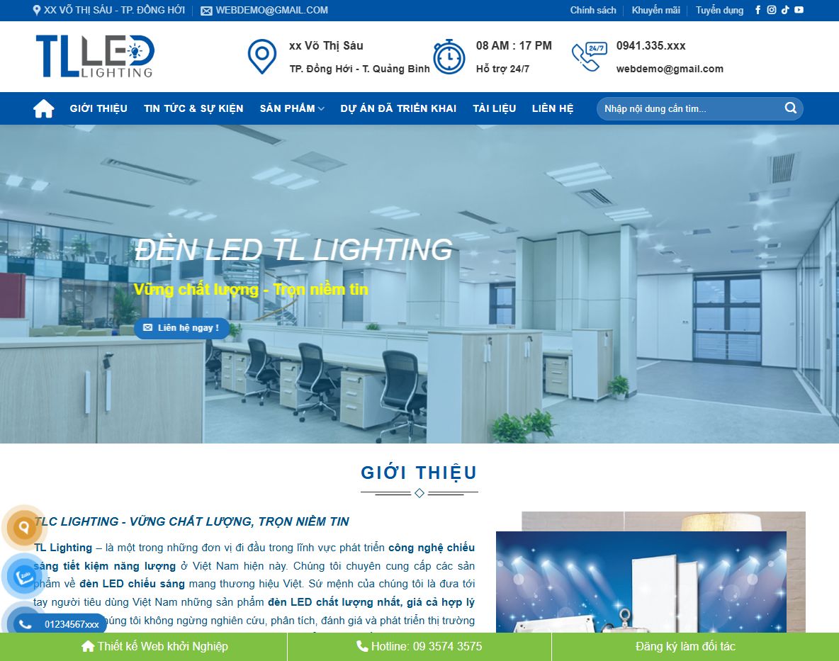 Giao diện theme wordpress bán đèn led hiện đại