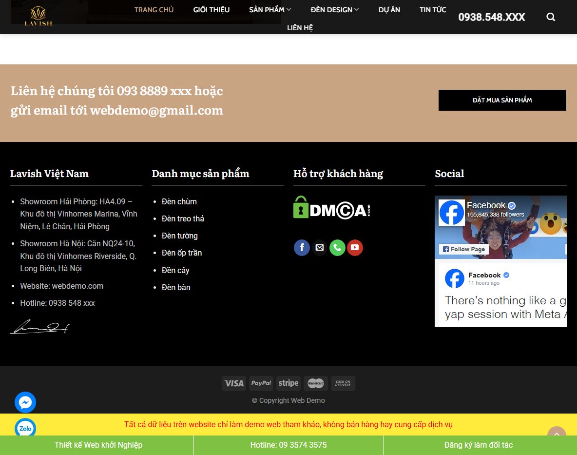 Tính năng theme wordpress bán đèn chùm