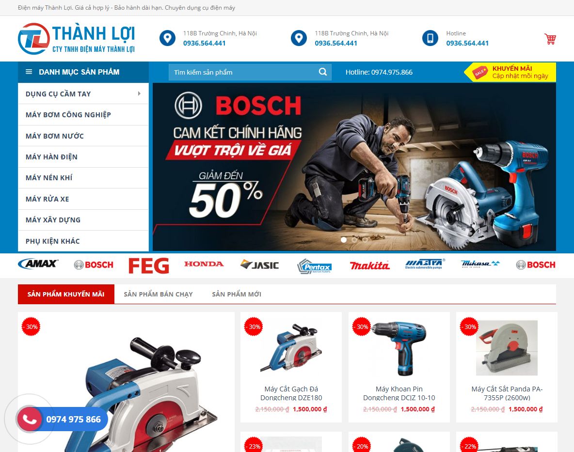 Giao diện trang chủ Theme wordpress bán điện máy