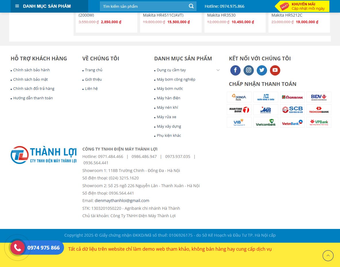 Giao diện trang sản phẩm Theme wordpress bán điện máy