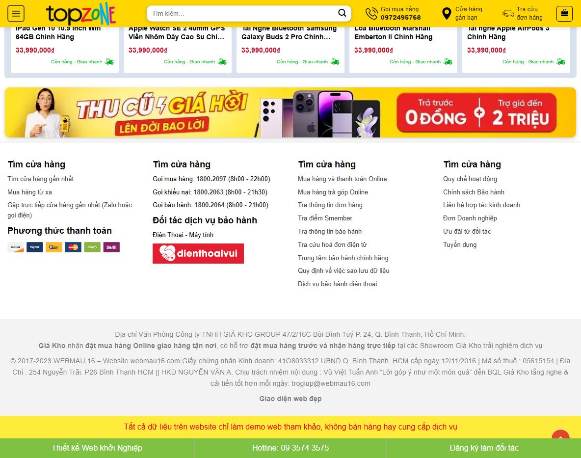 Tính năng Theme wordpress bán điện thoại 07