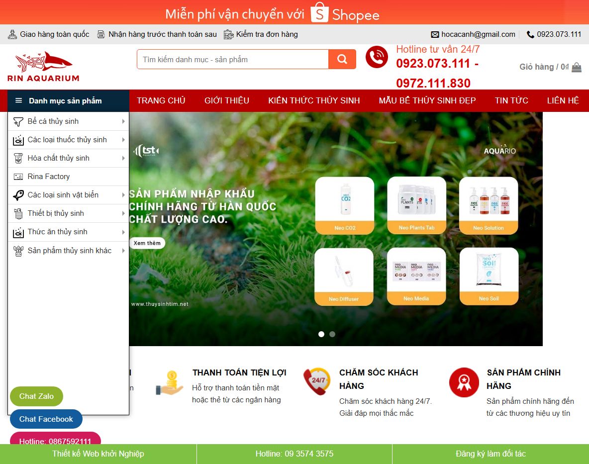Giao diện Theme wordpress bán đồ thủy sinh 01