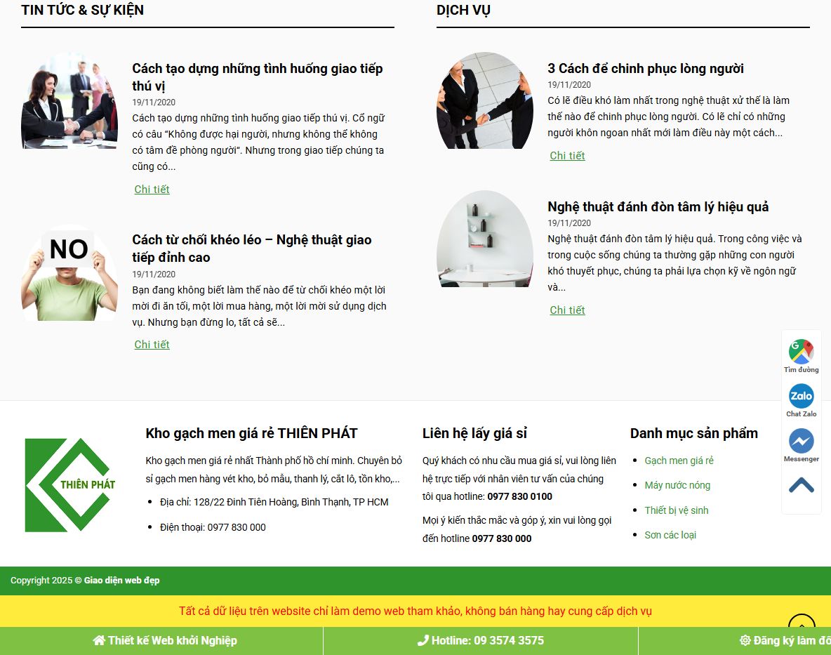 Quản trị theme WordPress bán gạch men