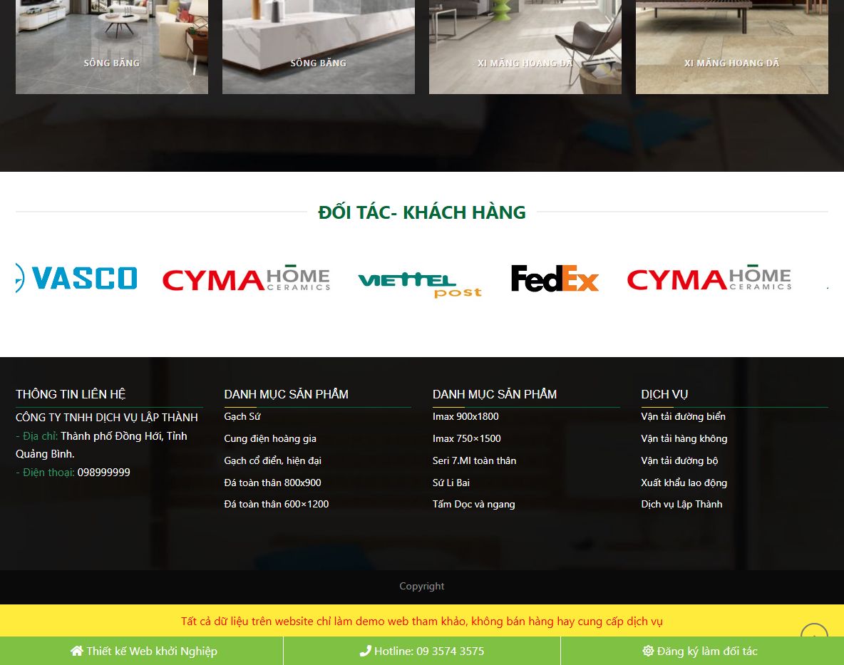 Giao diện quản lý theme wordpress bán gạch men