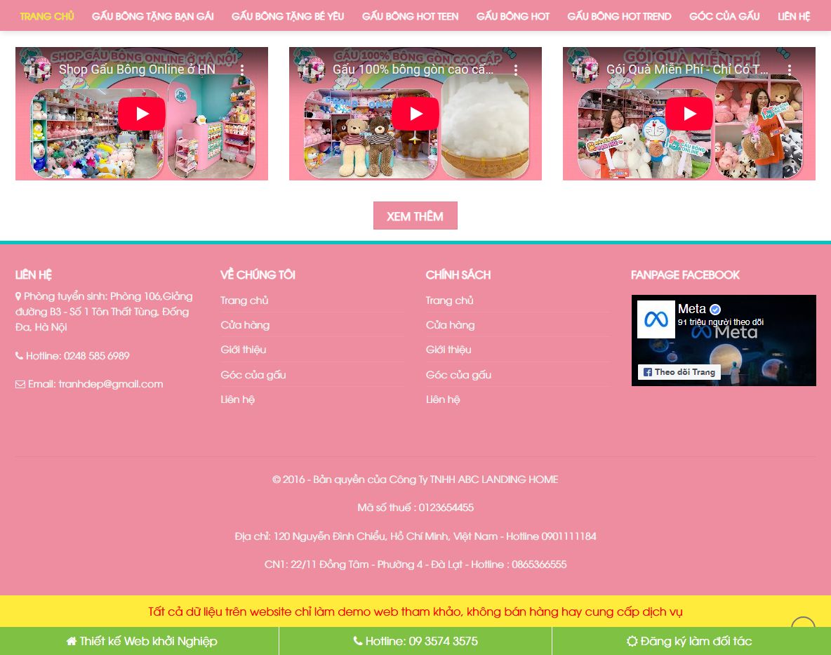 Giao diện quản trị theme wordpress bán gấu bông