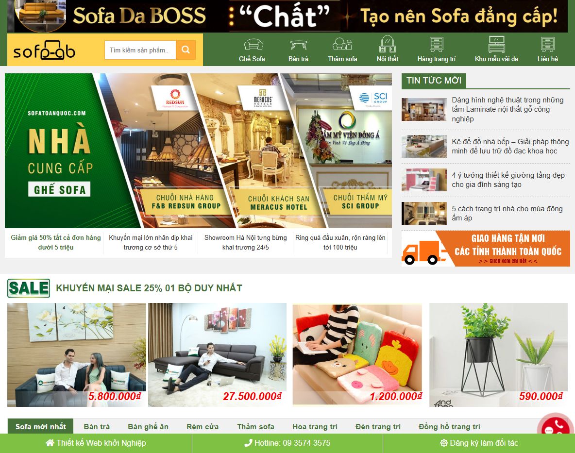 Giao diện theme wordpress bán ghế sofa