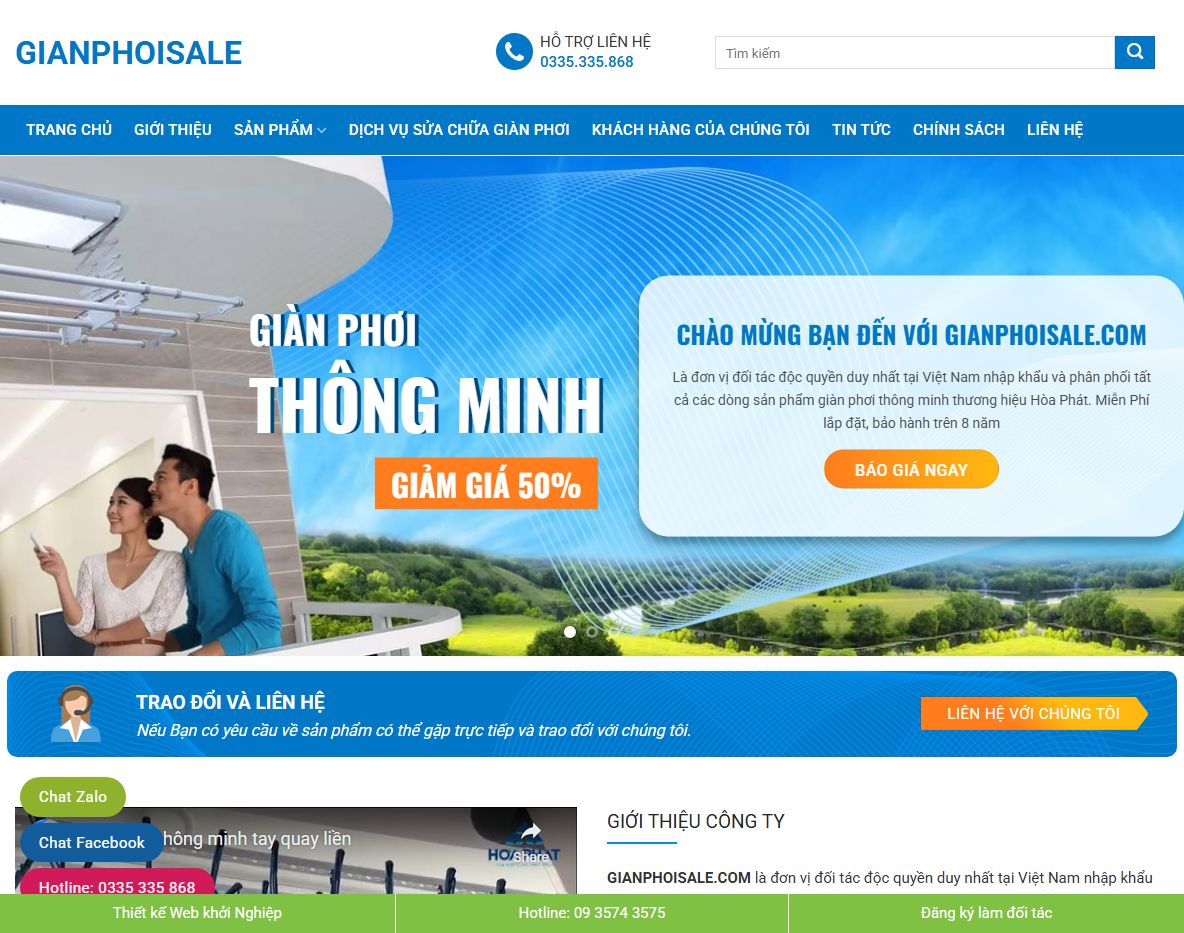 Giao diện theme wordpress bán giàn phơi