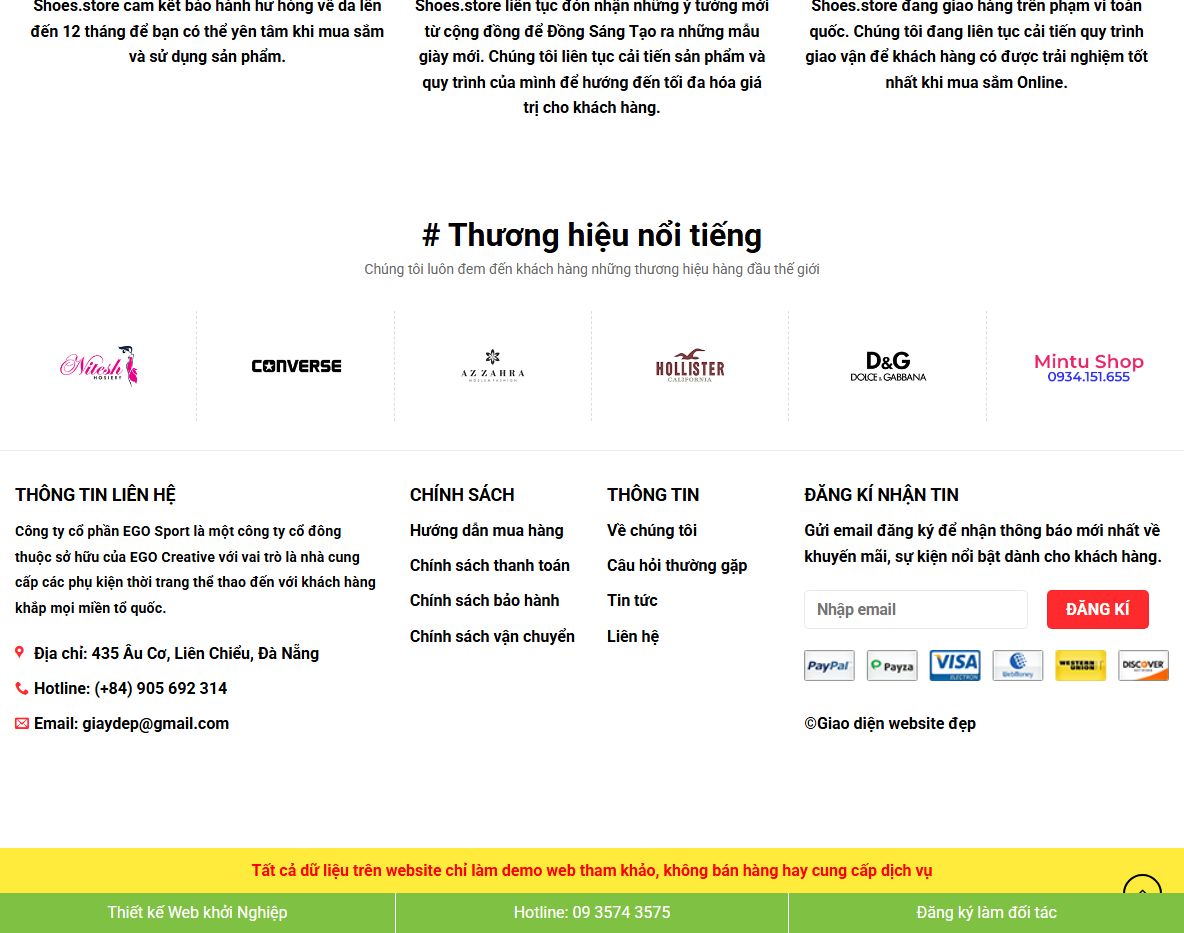 Quản trị theme wordpress bán giày nam
