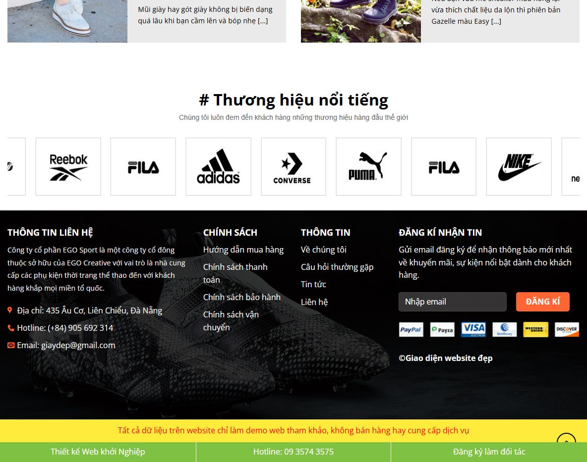 Tính năng Theme wordpress bán giày thể thao 01