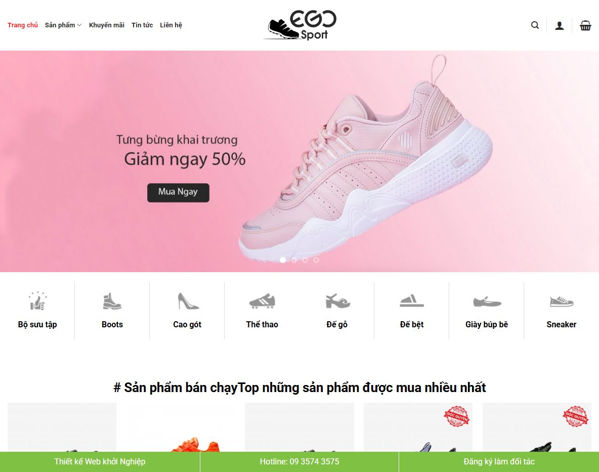 Theme WordPress bán giày thể thao chuyên nghiệp