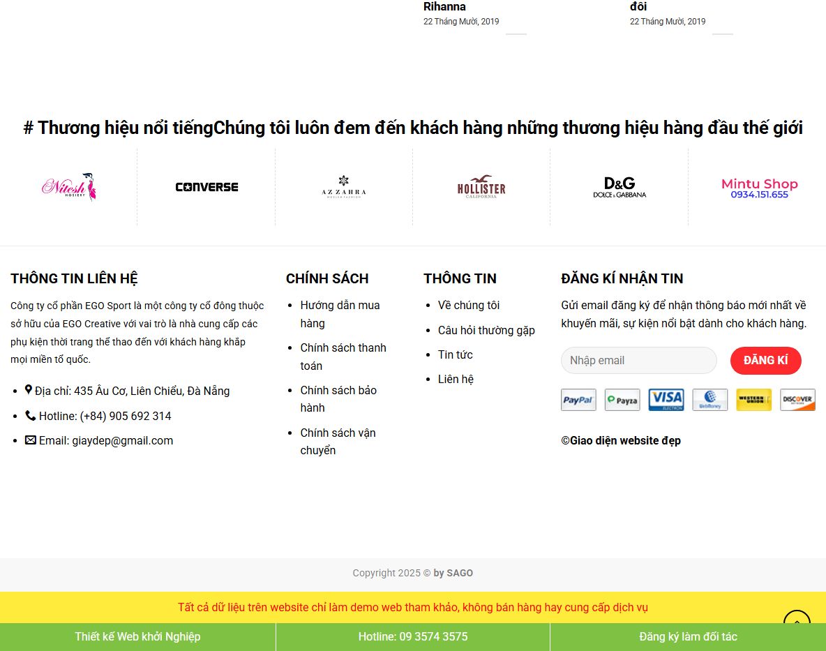 Tính năng theme WordPress bán giày