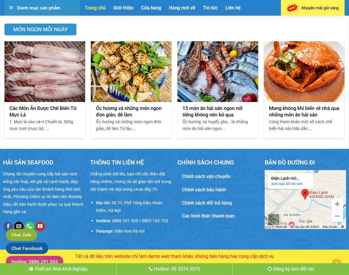 Tính năng theme wordpress bán hải sản
