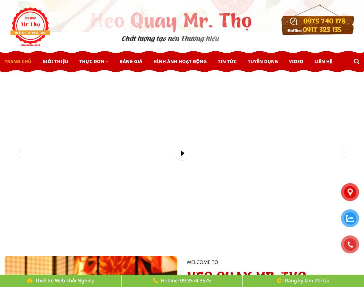 Giao diện theme WordPress bán heo quay