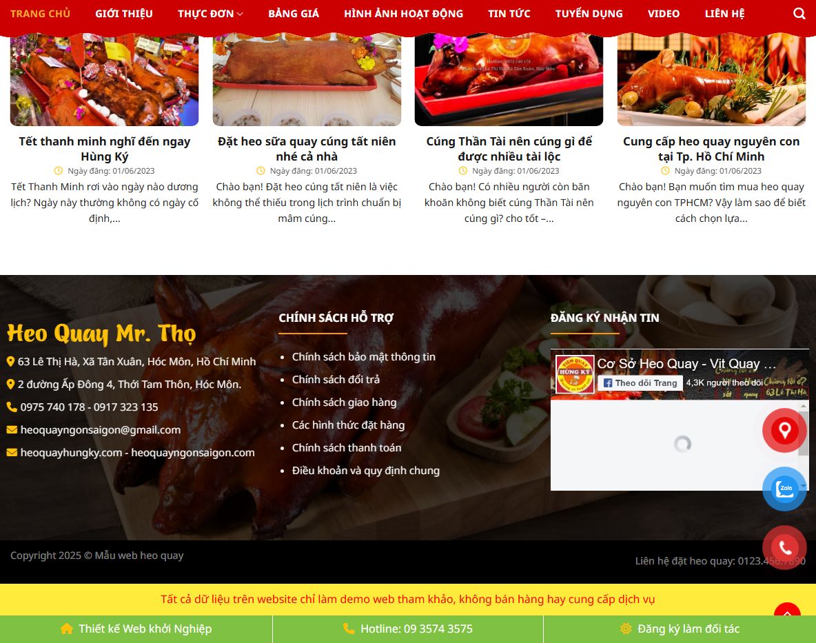 Tùy biến theme WordPress bán heo quay