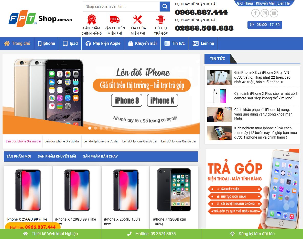 Giao diện theme WordPress bán iPhone