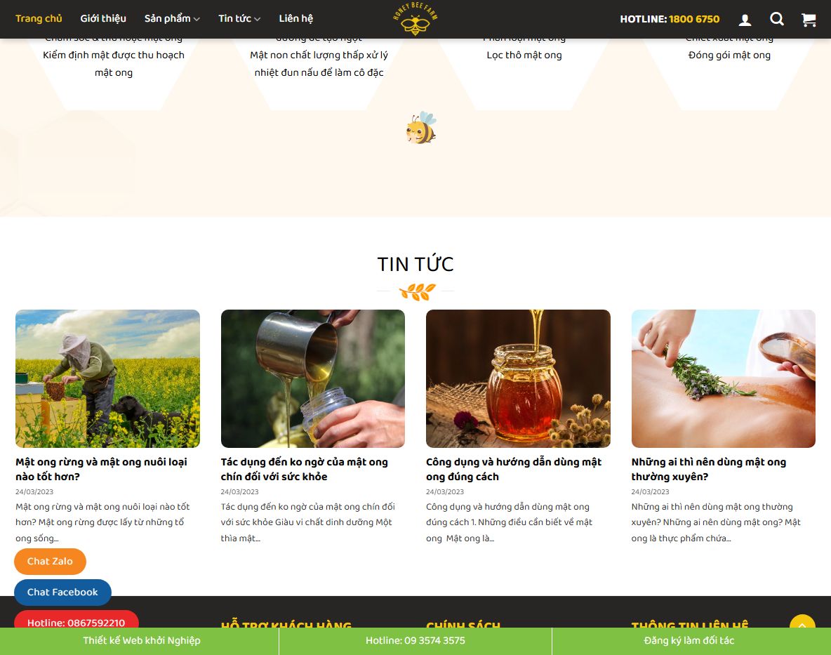Giao diện mobile của Theme WordPress bán mật ong 01