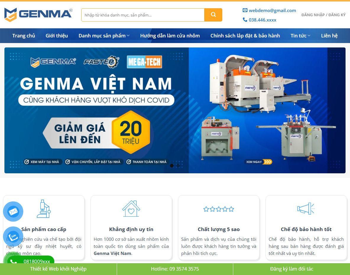 Theme wordpress bán máy cắt chuyên nghiệp