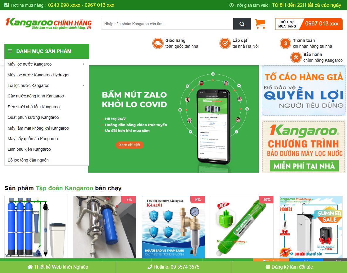 Giao diện Theme WordPress bán máy lọc nước 02
