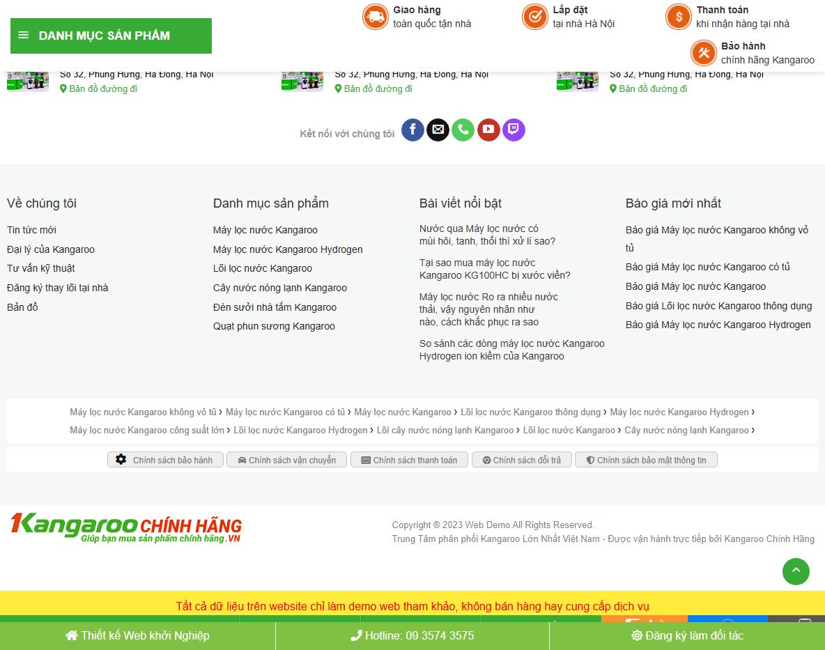 Giao diện responsive Theme WordPress bán máy lọc nước 02