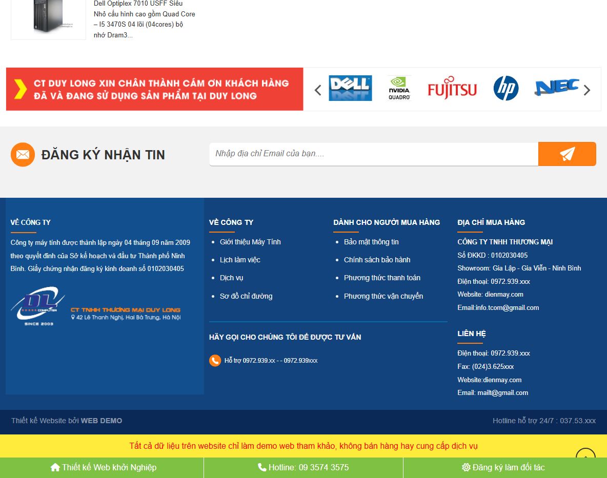 Giao diện responsive của theme