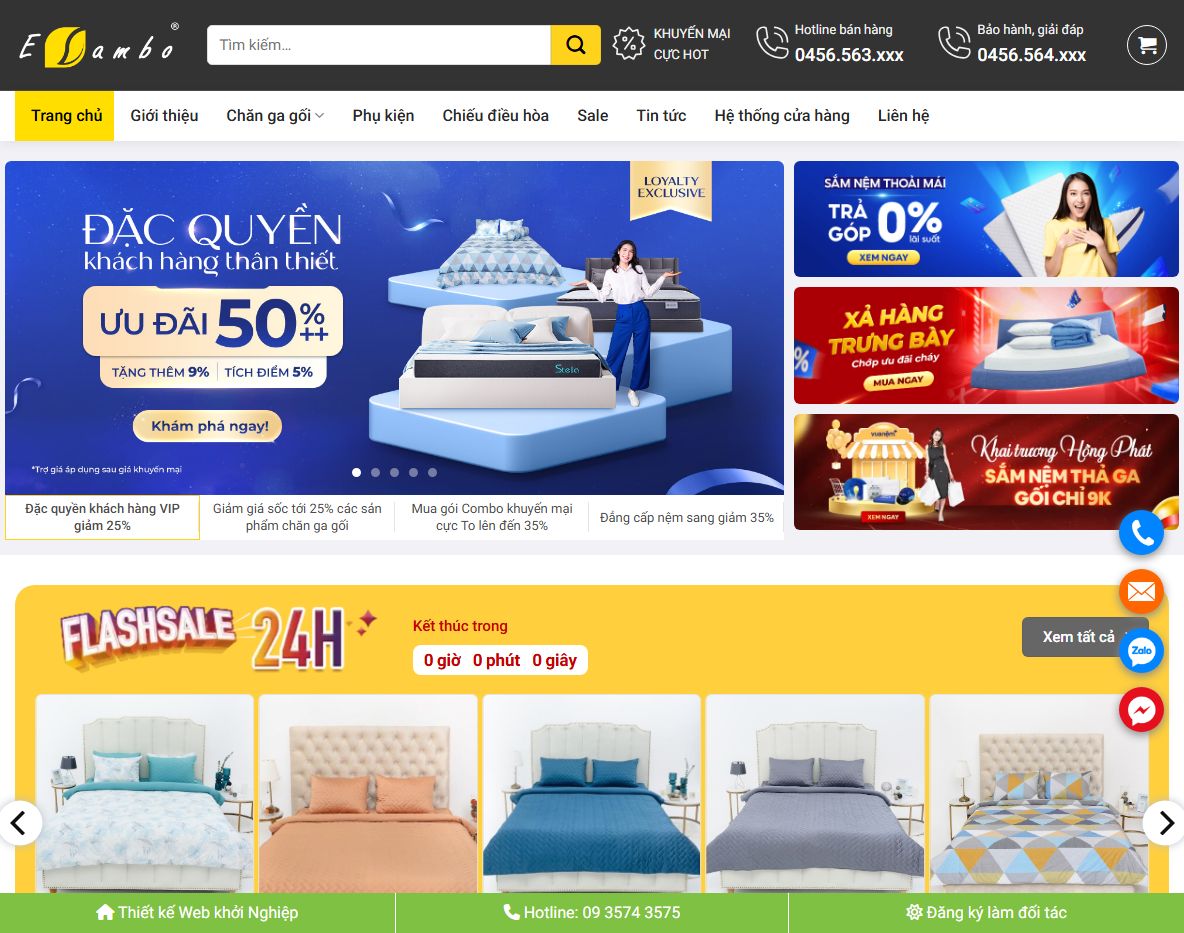Giao diện Theme wordpress bán nệm 01