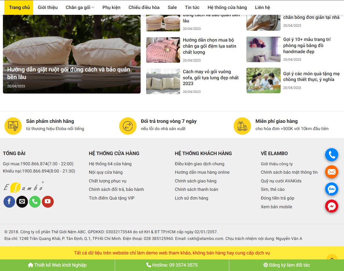 Tính năng Theme wordpress bán nệm 01