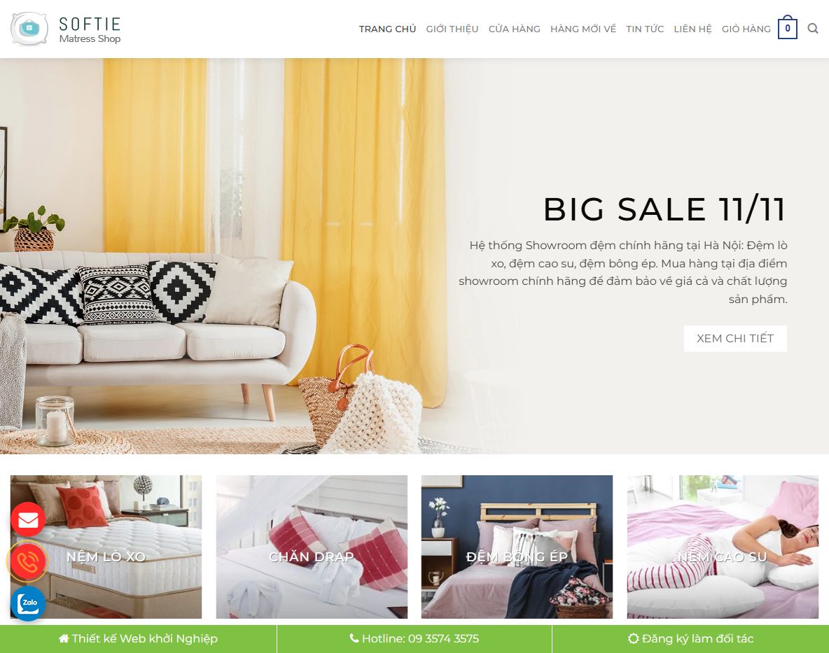 Giao diện theme wordpress bán nệm