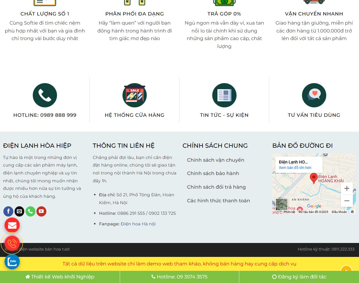 Demo theme wordpress bán nệm