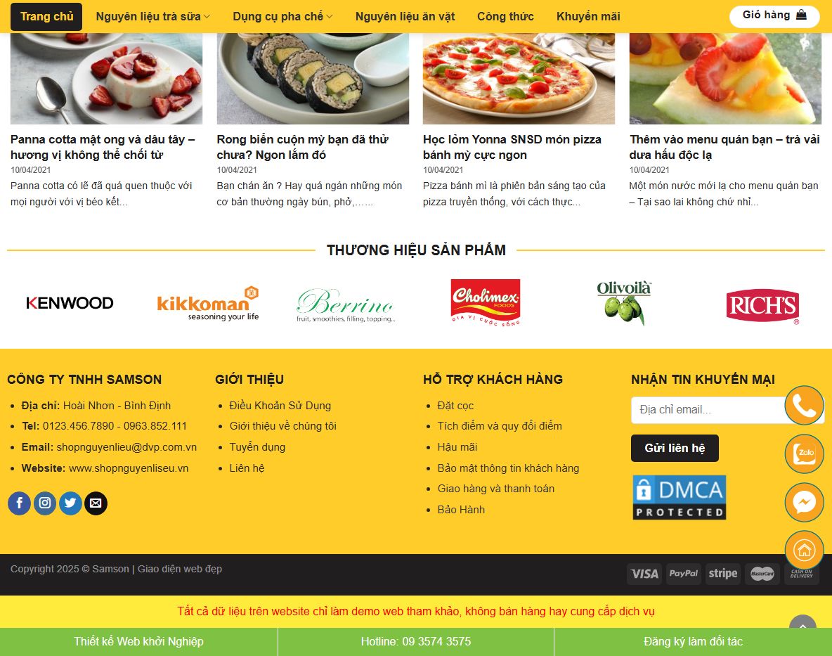 Tính năng quản lý của theme wordpress bán nguyên liệu