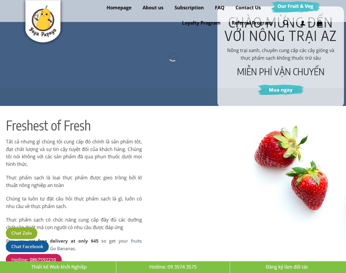 Giao diện trang chủ Theme WordPress bán nông sản 01