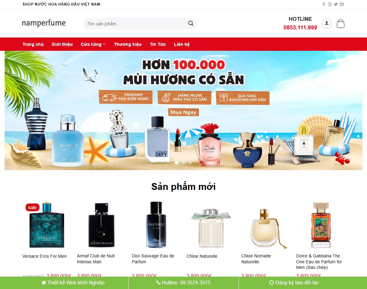 Giao diện theme WordPress bán nước hoa