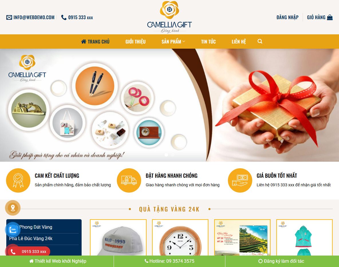 Theme wordpress bán quà tặng đẹp showcase