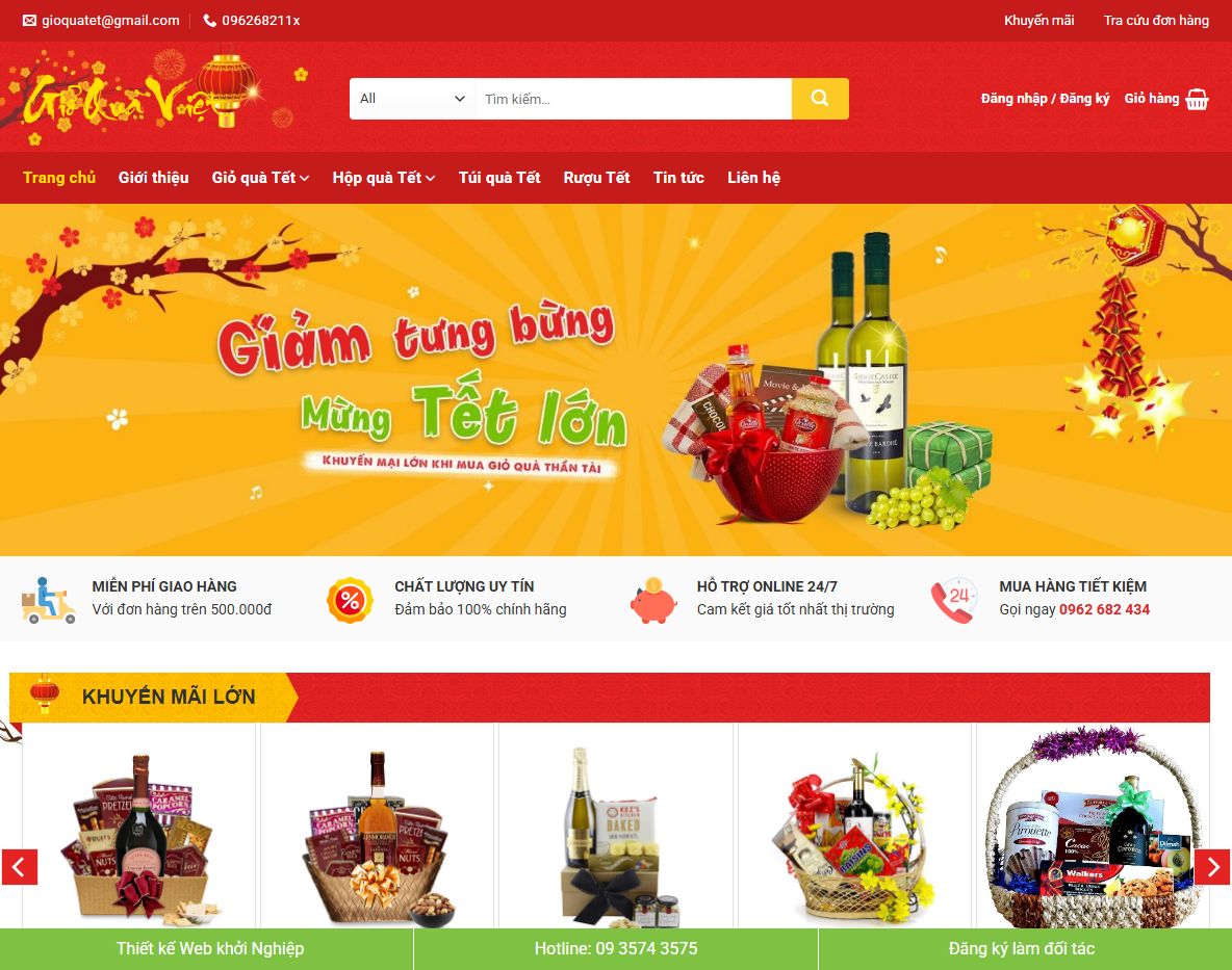 Giao diện theme wordpress bán quà tết