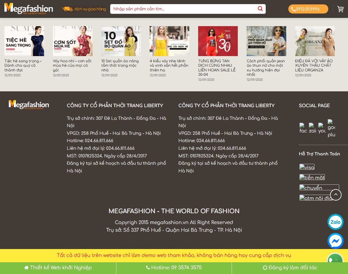 Giao diện theme wordpress bán quần áo responsive