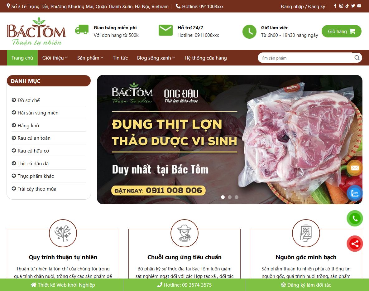 Giao diện theme wordpress bán rau củ quả