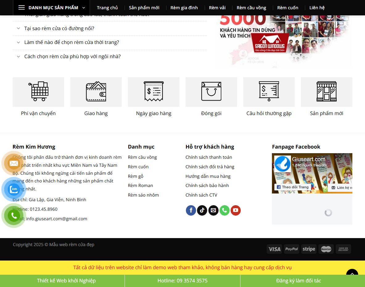 Tính năng theme wordpress bán rèm cửa