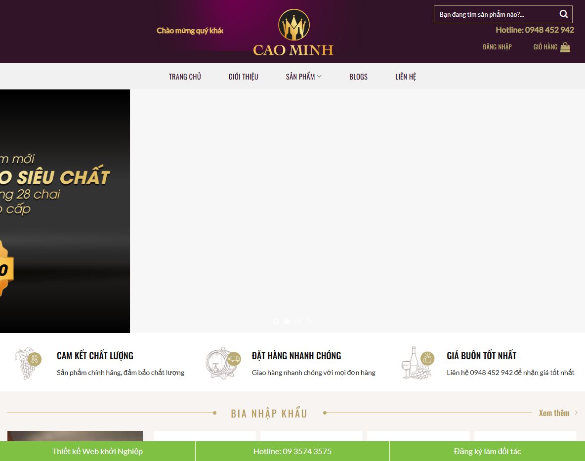 Giao diện Theme WordPress bán rượu 01