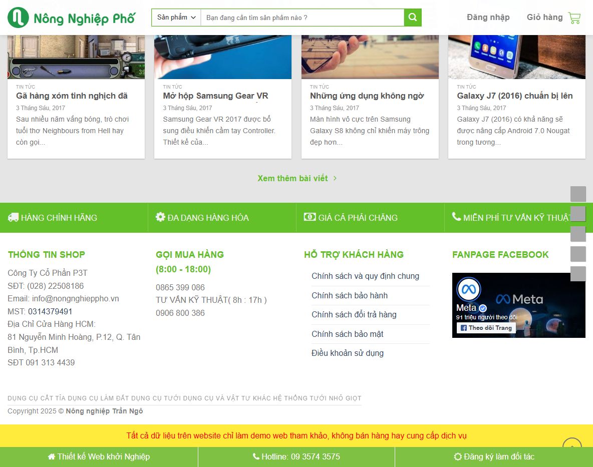 Giao diện quản lý theme nông nghiệp